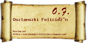 Oszlanszki Felicián névjegykártya